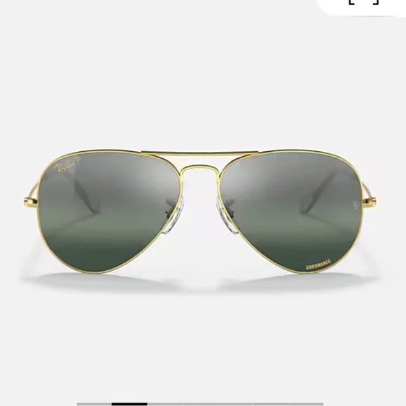 Ray-Ban Gold Aviator Chromance Polarized in black and blue lens with gold frame Amazon.com: Ray-Ban RB3025 Aviator Sunglasses Arista Gold w  main image 4